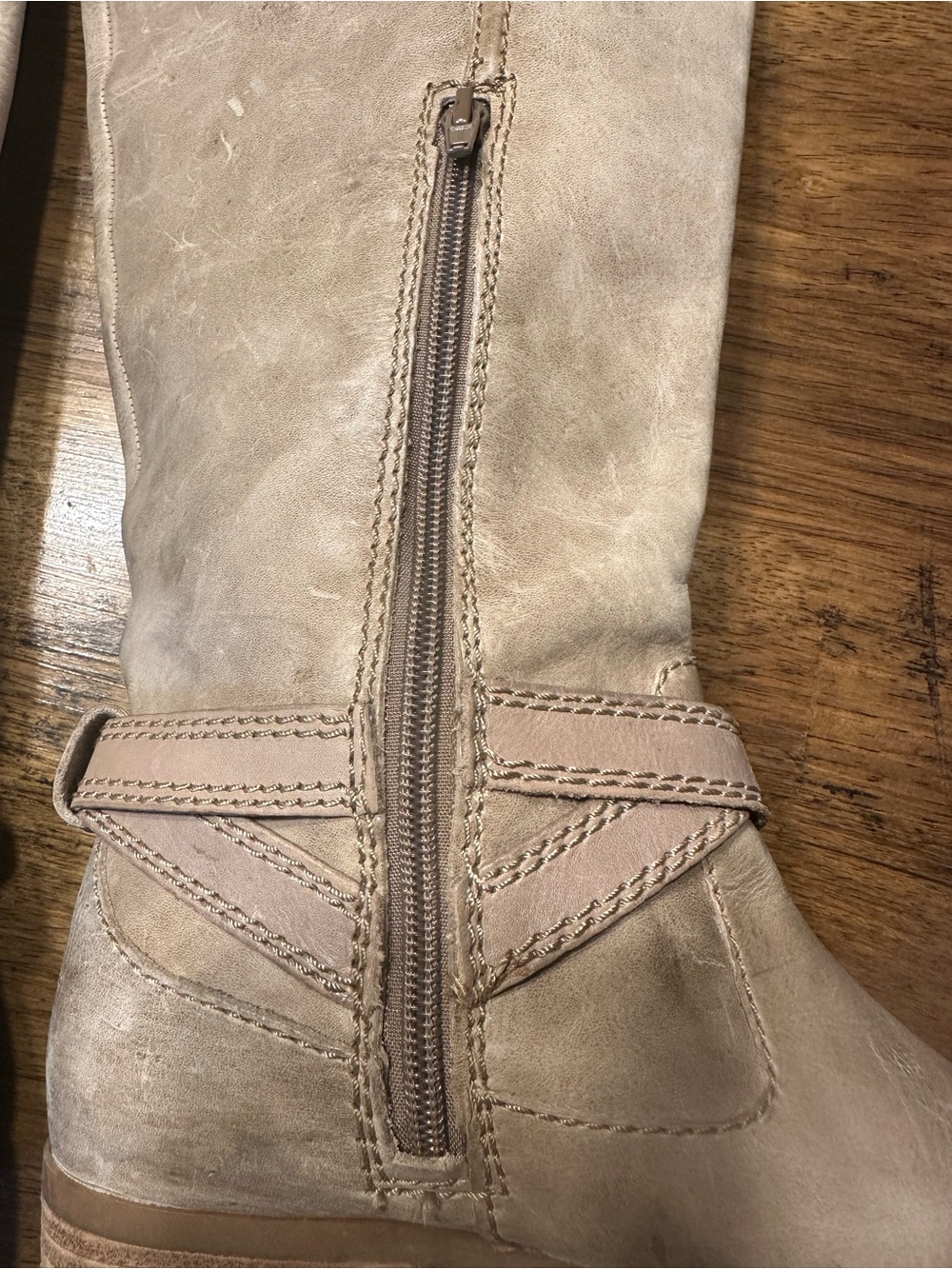 Tall Taupe Gianni Bini Leather Riding Boots - Picture 9 of 12